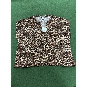 Women's Ava & VIV Leopard Animal Print Top Plus Size 3X Office Career